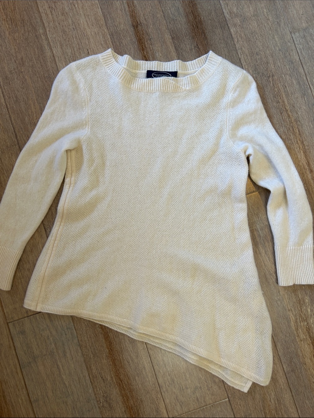 Magaschoni cashmere Cream Asymmetric Crew Neck Sweater XS